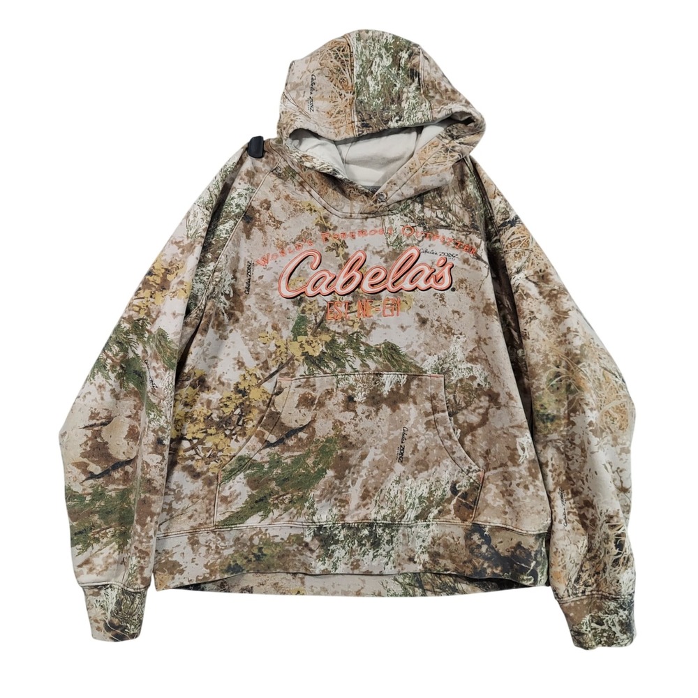 Cabela's Hoodie Women XL Camo Embroidered Logo Pullover Hunting Shooting